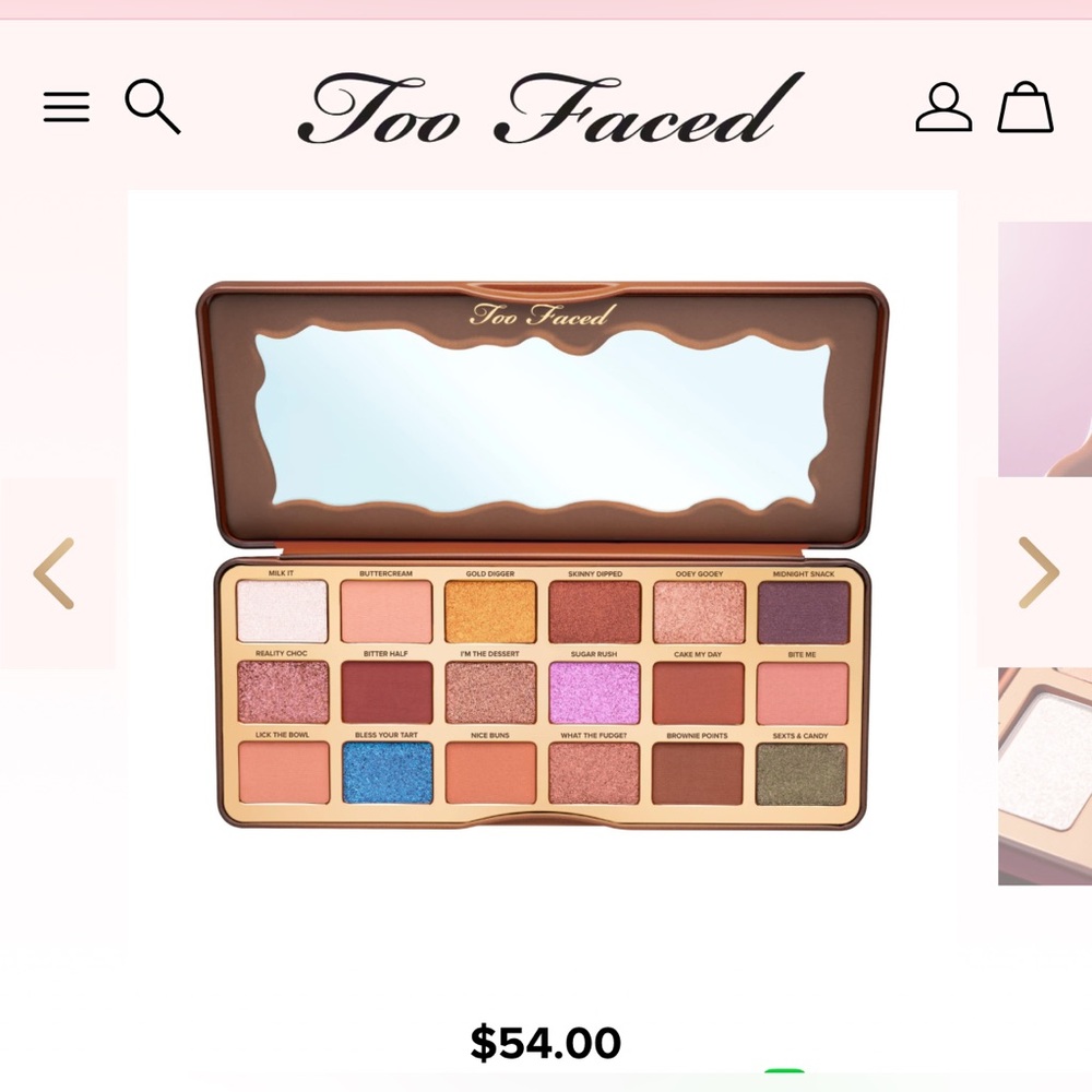 Too Faced Better Than Chocolate Eyeshadow Palette MSRP $54